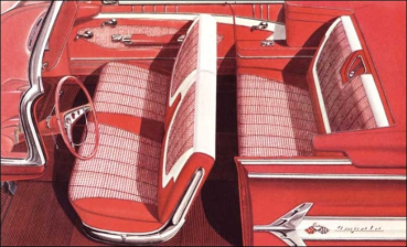 Sitzbezüge -Vinyl- für 1960 Chevrolet Impala Convertible mit geteilter Sitzbank vorne - Rot/Weiß