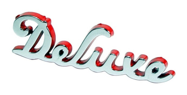 Hauben-Emblem für 1940 Ford Deluxe Modelle - Deluxe Chrom/Rot