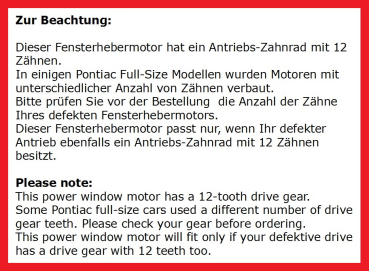 Fensterheber-Motor für 1957-58 Pontiac Bonneville - Fenster hinten/rechte Seite