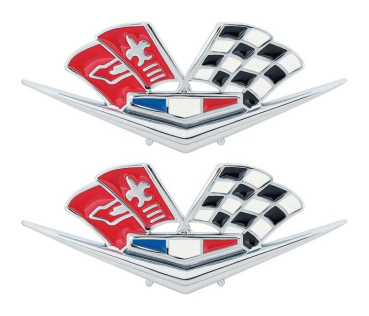 Fender Emblems for 1963-66 Chevrolet Corvette - Crossflags