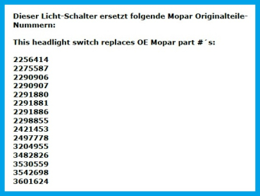 Headlight Switch for 1965-66 Dodge Monaco - 8 Terminals with 1-5/8" Rheostat