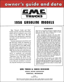 Owners Guide and Data for 1956 GMC Pickup / Truck Gasoline Models (English)