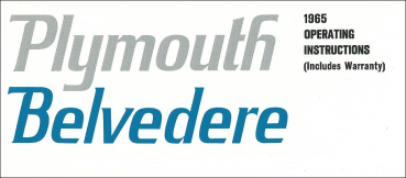 1965 Plymouth Belvedere - Owners Manual (english)