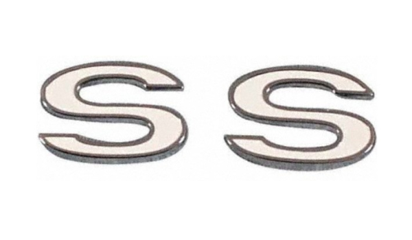 Fender Emblems for 1969 Chevrolet Impala 427 SS - 2 Pairs White/Chrome