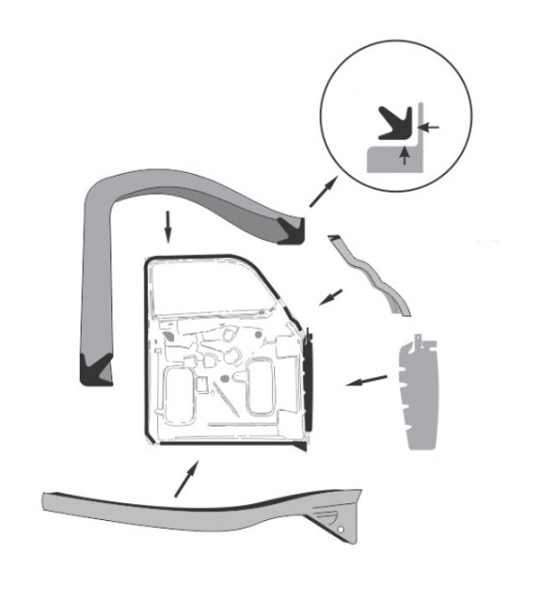 Front Door Weatherstrip for 1949-51 Oldsmobile 76 and 88 4-Door Sedan - 8-Piece