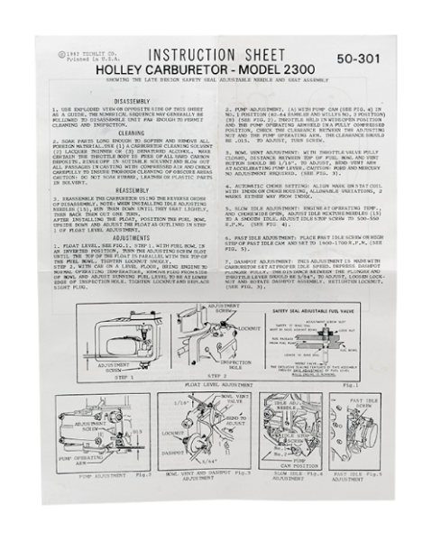 Carburetor Repair Kit for 1959-80 Ford F100/350 Pickup with V8 Engine and Holley 2 Barrel Carburetor