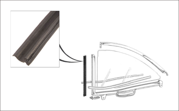 Vertical Quarter Window Seals for 1959 Ford Galaxie 2 Door Hardtop and Convertible - Pair