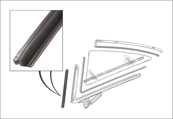 Vertical Quarter Window Seals for 1960-64 Ford Galaxie 2 Door Hardtop and Convertible - Pair