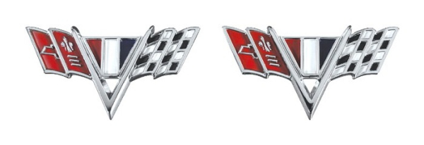 Kotflügel-Embleme für 1964-67 Chevrolet Chevelle - V-Flag / Paar