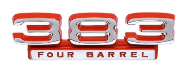 Fender Emblems for 1966-71 Dodge Charger - 383 FOUR BARREL - Red / Pair