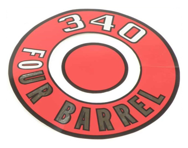 Air Cleaner Decal for 1966-70 Mopar 340 Four Barrel - red