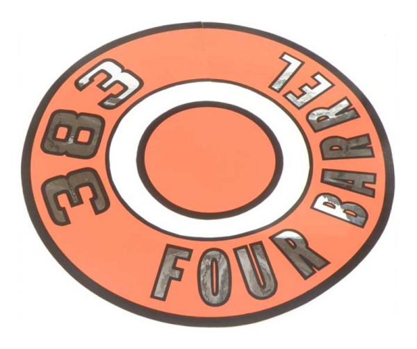 Luftfilter-Decal für 1966-70 Mopar 383 Four Barrel - orange