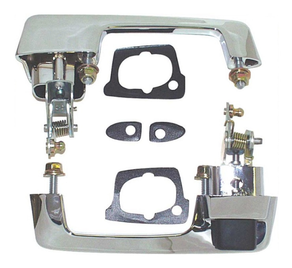Outer Door Handle Set for 1966-67 Plymouth B-Body models - front, Black Button