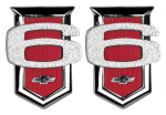 Fender Emblems for 1963 Chevrolet Full-Size 6-Cylinder - Red/Chrome
